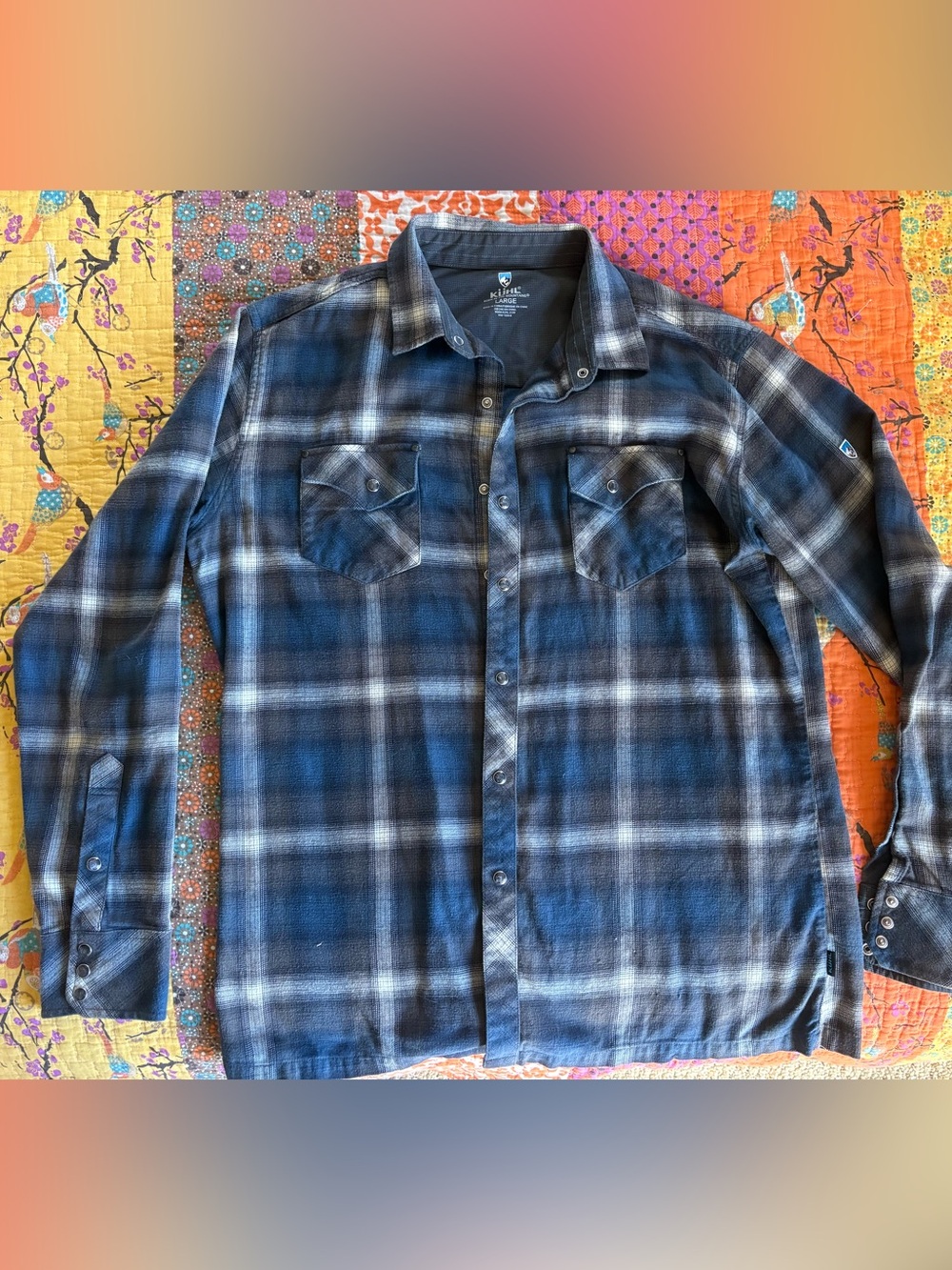 Men’s Kuhl Blue Plaid Snap front flannel